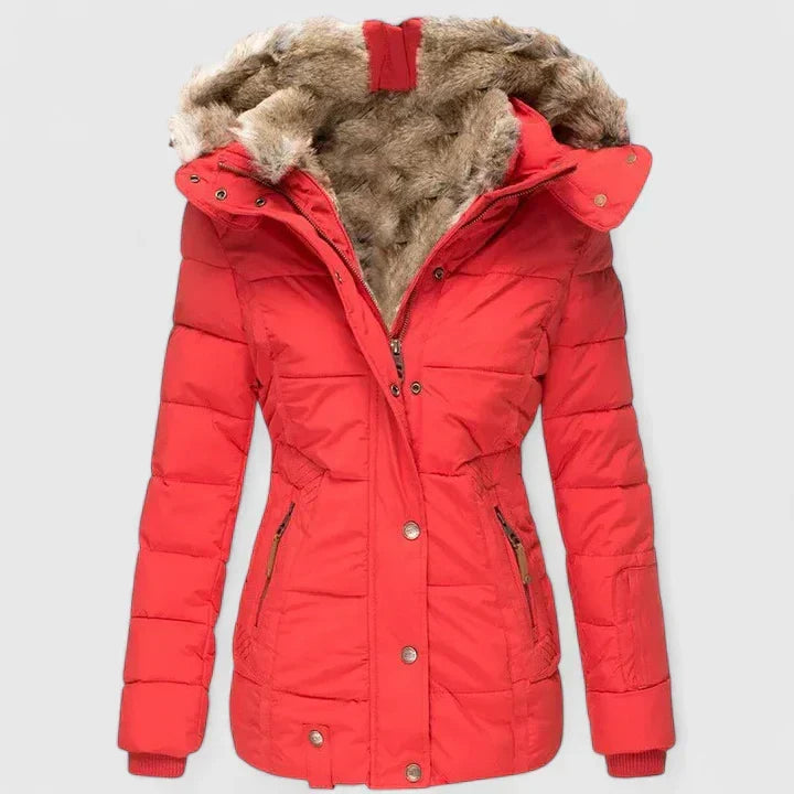 Women's Hooded Casual Coat – Everyday Winter – Red