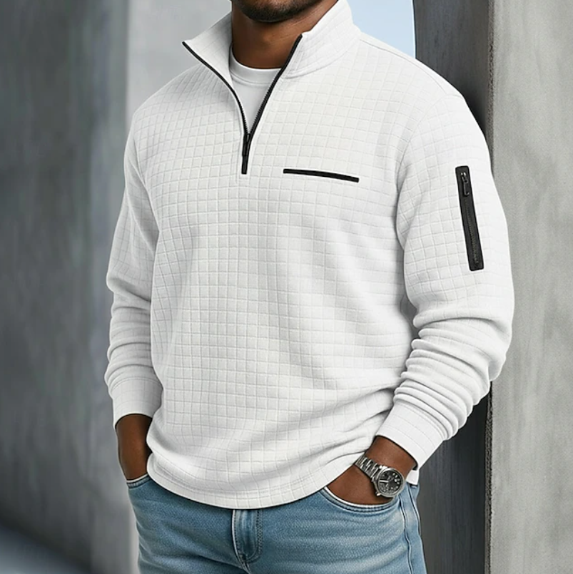 Women's Waffle Knit Long Sleeve Jumper – White