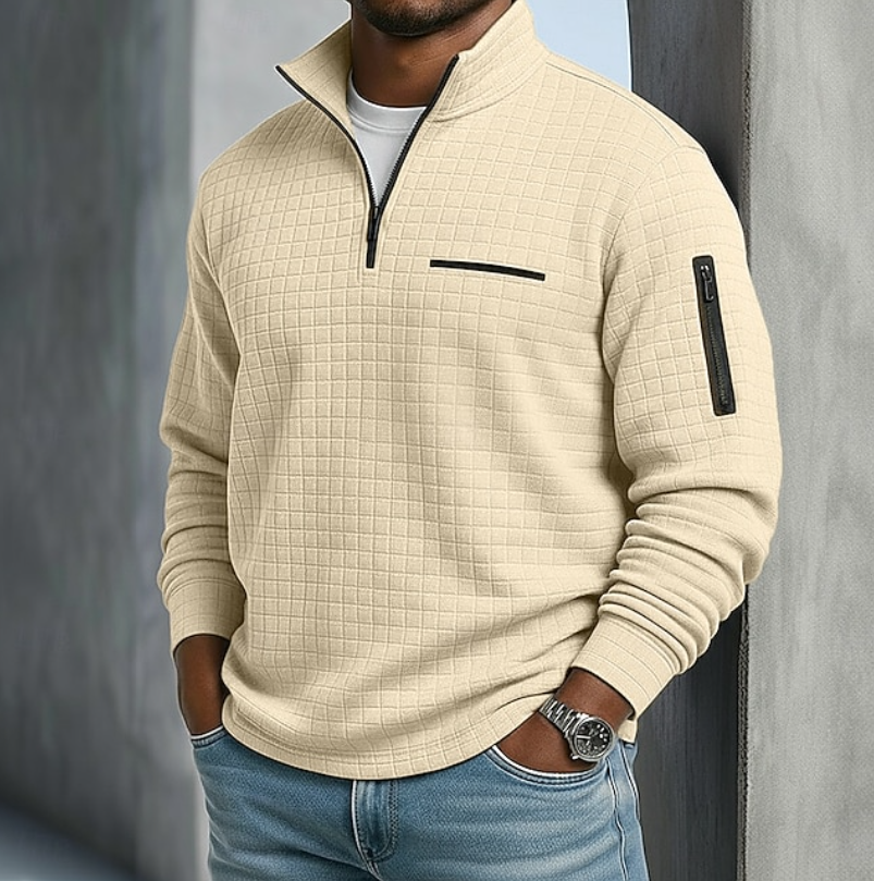 Women's Waffle Knit Long Sleeve Jumper – Beige