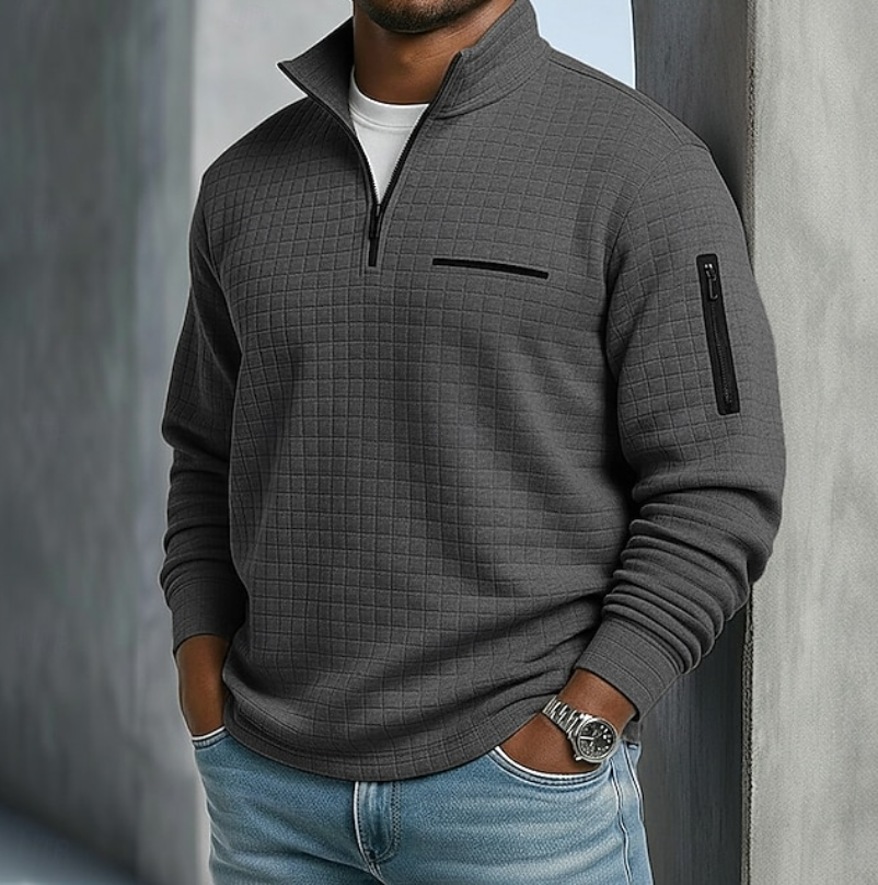 Women's Waffle Knit Long Sleeve Jumper – Dark Grey