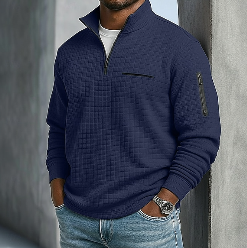 Women's Waffle Knit Long Sleeve Jumper – Navy Blue