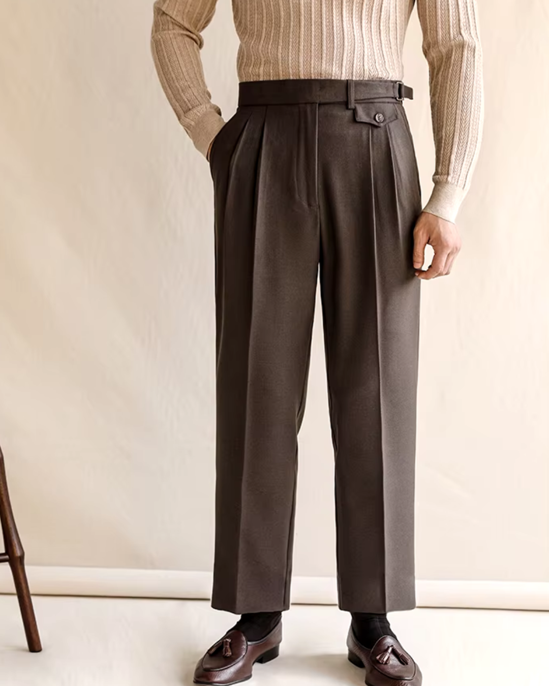 Women's Pleated Straight-Leg Trousers – Office & Casual