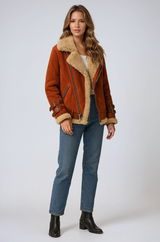 Women's Suede-Finish Pilot Bomber Jacket