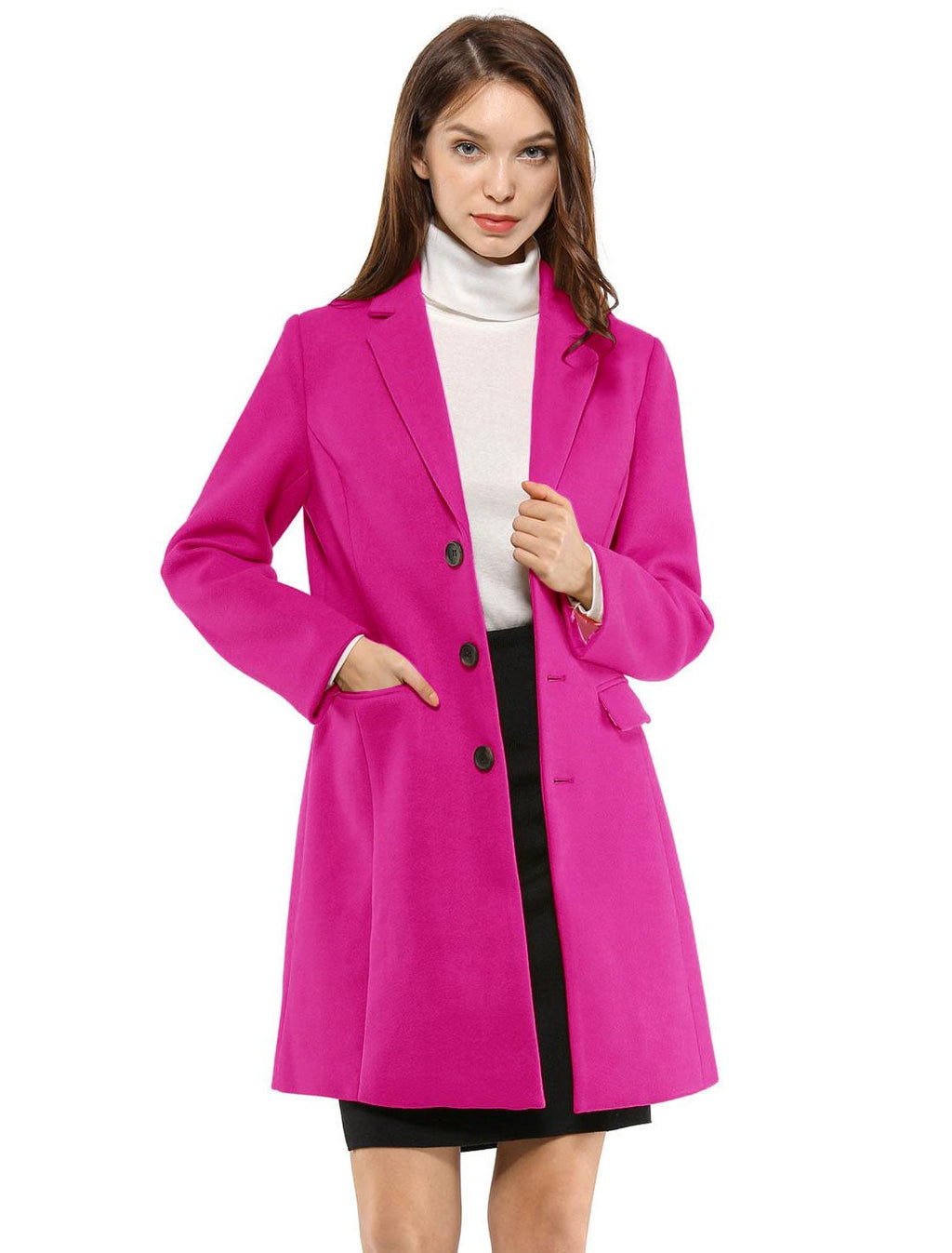 Women's Wool Blend Collared Coat – Tailored Fit