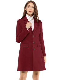 Women's Wool Blend Collared Coat – Tailored Fit