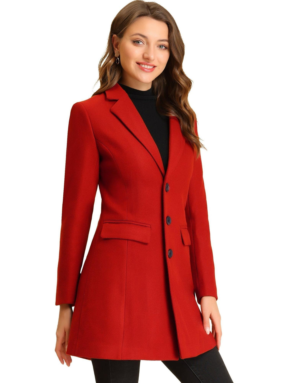 Women's Wool Blend Collared Coat – Tailored Fit