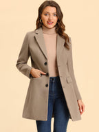 Women's Wool Blend Collared Coat – Tailored Fit