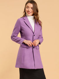 Women's Wool Blend Collared Coat – Tailored Fit – Light purple