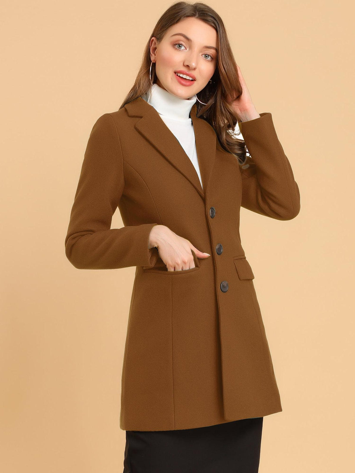 Women's Wool Blend Collared Coat – Tailored Fit