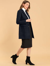 Women's Wool Blend Collared Coat – Tailored Fit