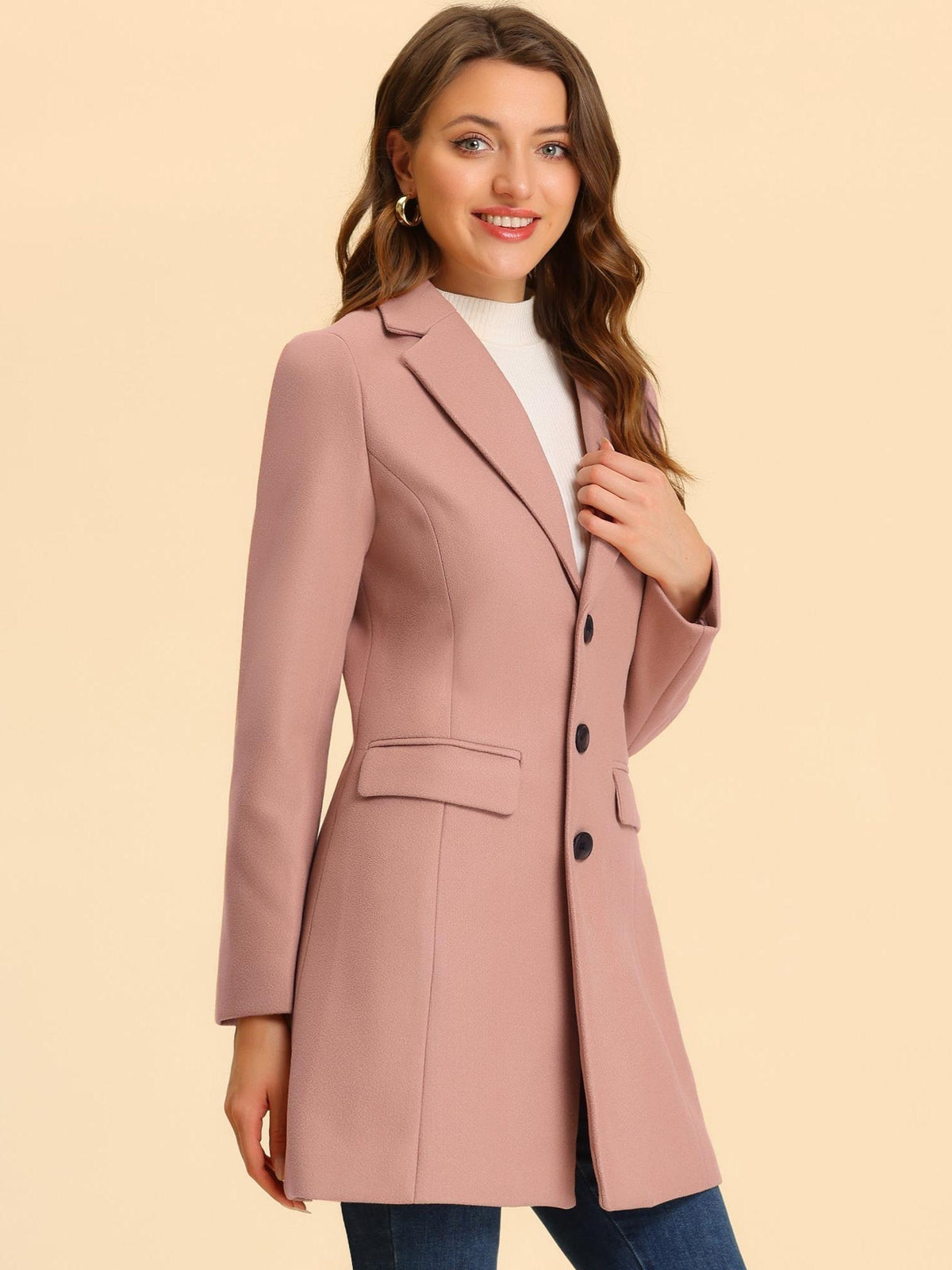 Women's Wool Blend Collared Coat – Tailored Fit