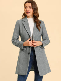 Women's Wool Blend Collared Coat – Tailored Fit – Light grey