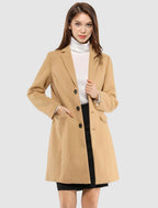 Women's Wool Blend Collared Coat – Tailored Fit – Brown