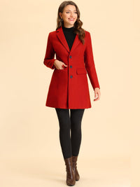 Women's Wool Blend Collared Coat – Tailored Fit