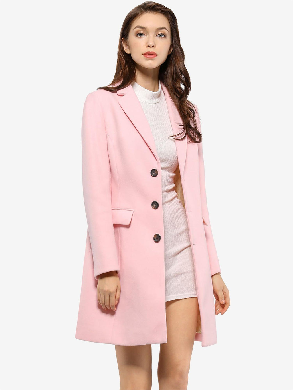 Women's Wool Blend Collared Coat – Tailored Fit
