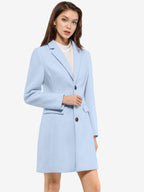 Women's Wool Blend Collared Coat – Tailored Fit – Blue