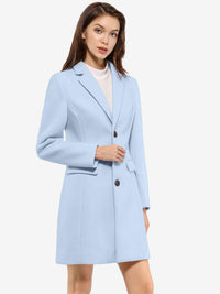 Women's Wool Blend Collared Coat – Tailored Fit – Blue