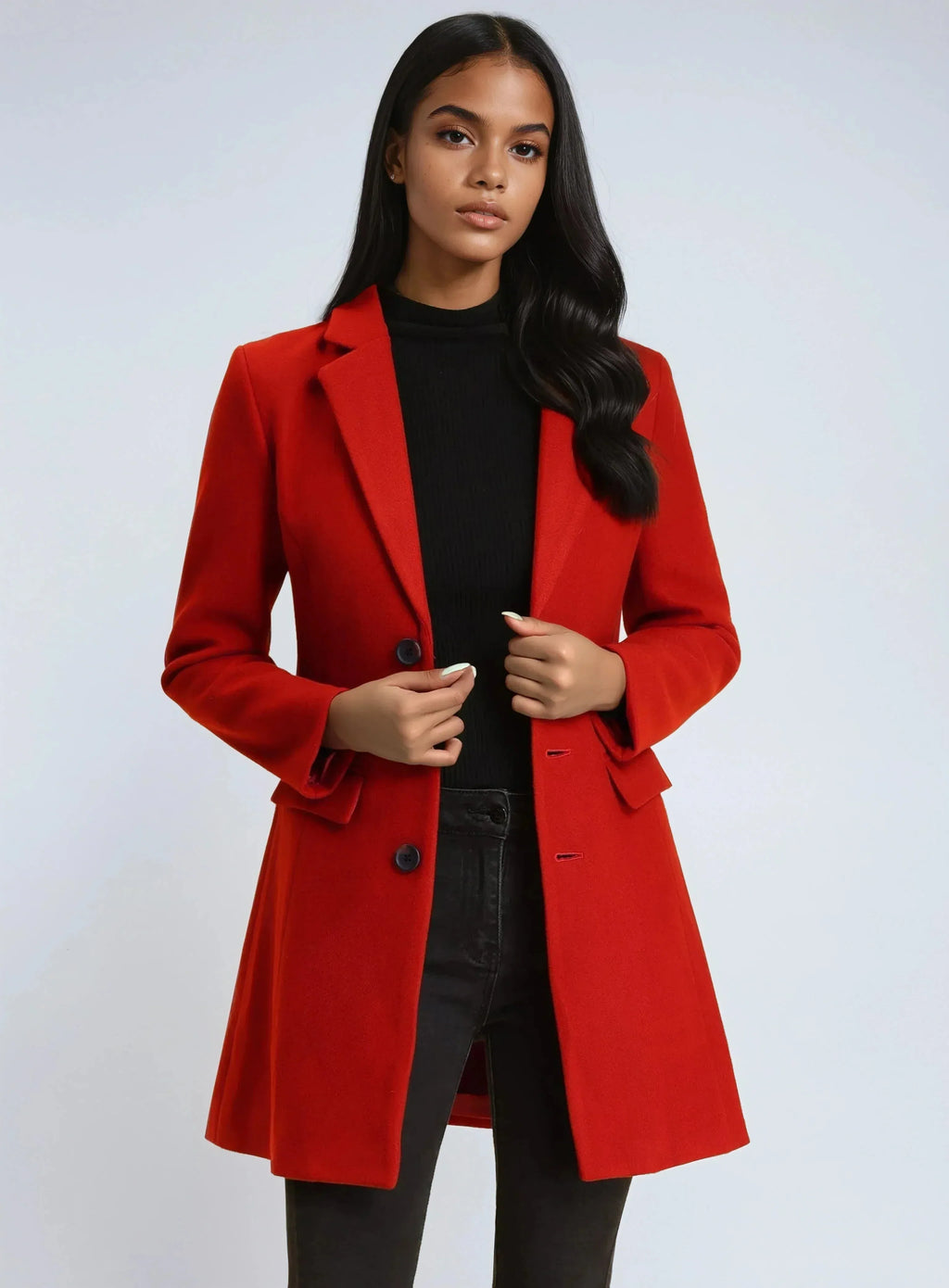 Women's Wool Blend Collared Coat – Tailored Fit