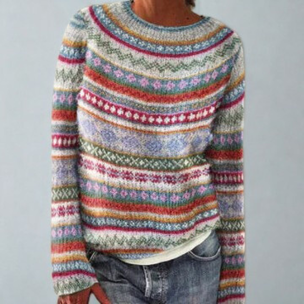 Women's Retro Knit Jumper – All-Day Comfort – Multi-Colour