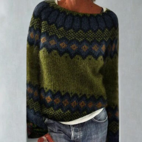 Women's Retro Knit Jumper – All-Day Comfort – Green