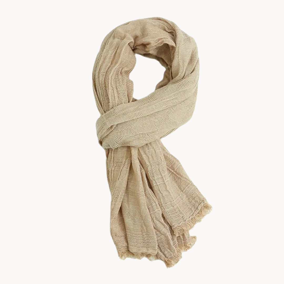 Women's Cotton Linen Scarf – Lightweight Everyday Wrap – Khaki
