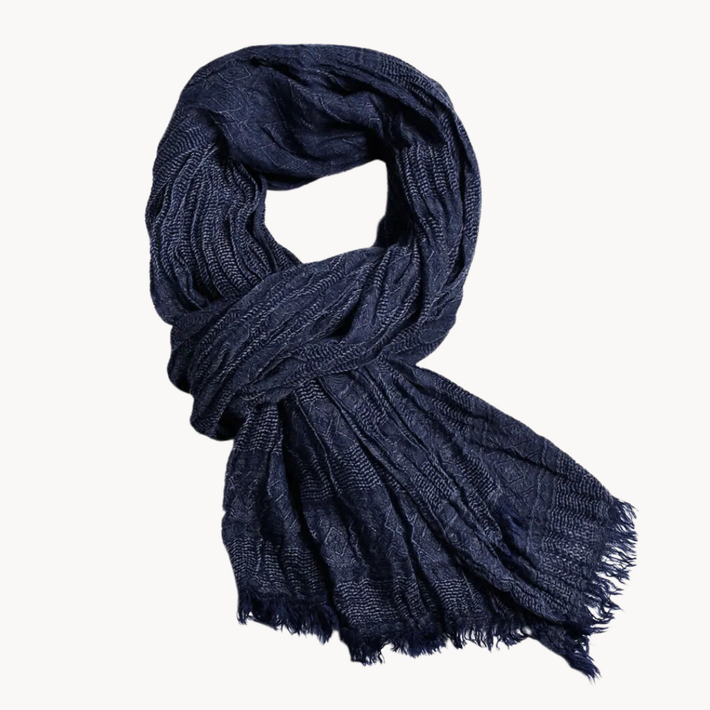 Women's Cotton Linen Scarf – Lightweight Everyday Wrap – Navy