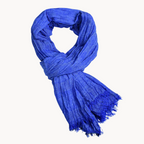 Women's Cotton Linen Scarf – Lightweight Everyday Wrap – Blue