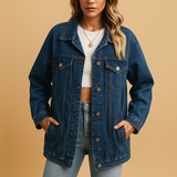 Women's Denim Winter Jacket | Warm Denim Outerwear | Stylish Cold Weather Coat for Everyday Wear