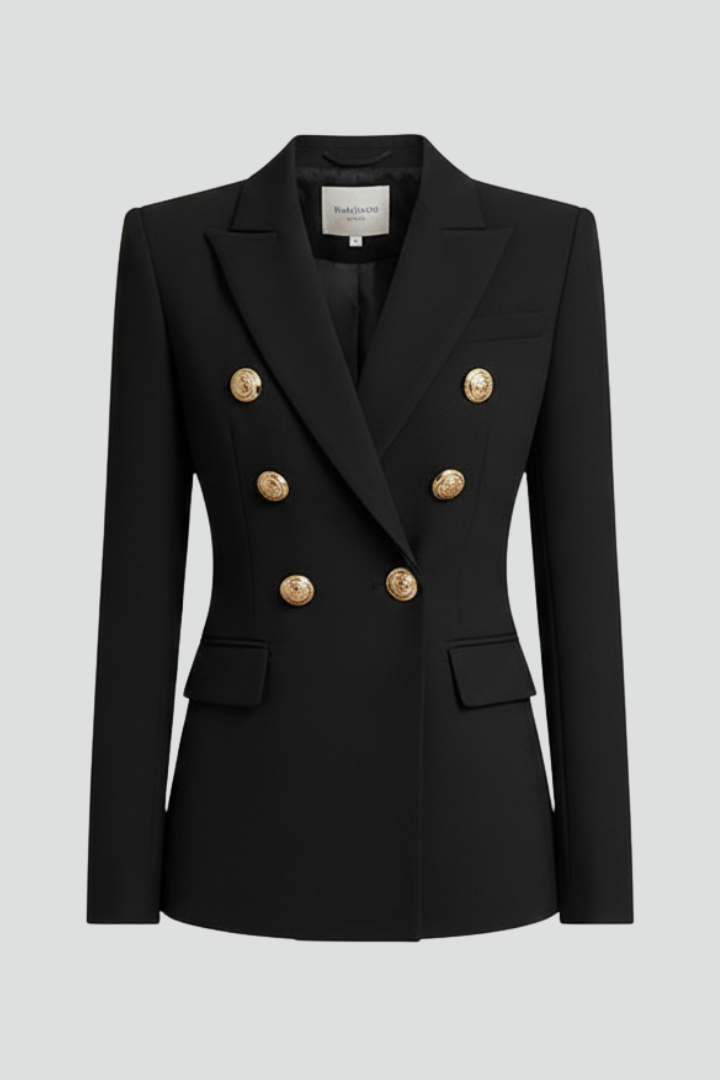 Women's Double-Breasted Blazer with Gold Buttons