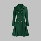 Women's Double-Breasted Longline Coat – Office & Everyday – Teal
