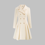 Women's Double-Breasted Longline Coat – Office & Everyday – White