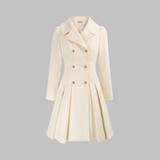 Women's Double-Breasted Longline Coat – Office & Everyday – White