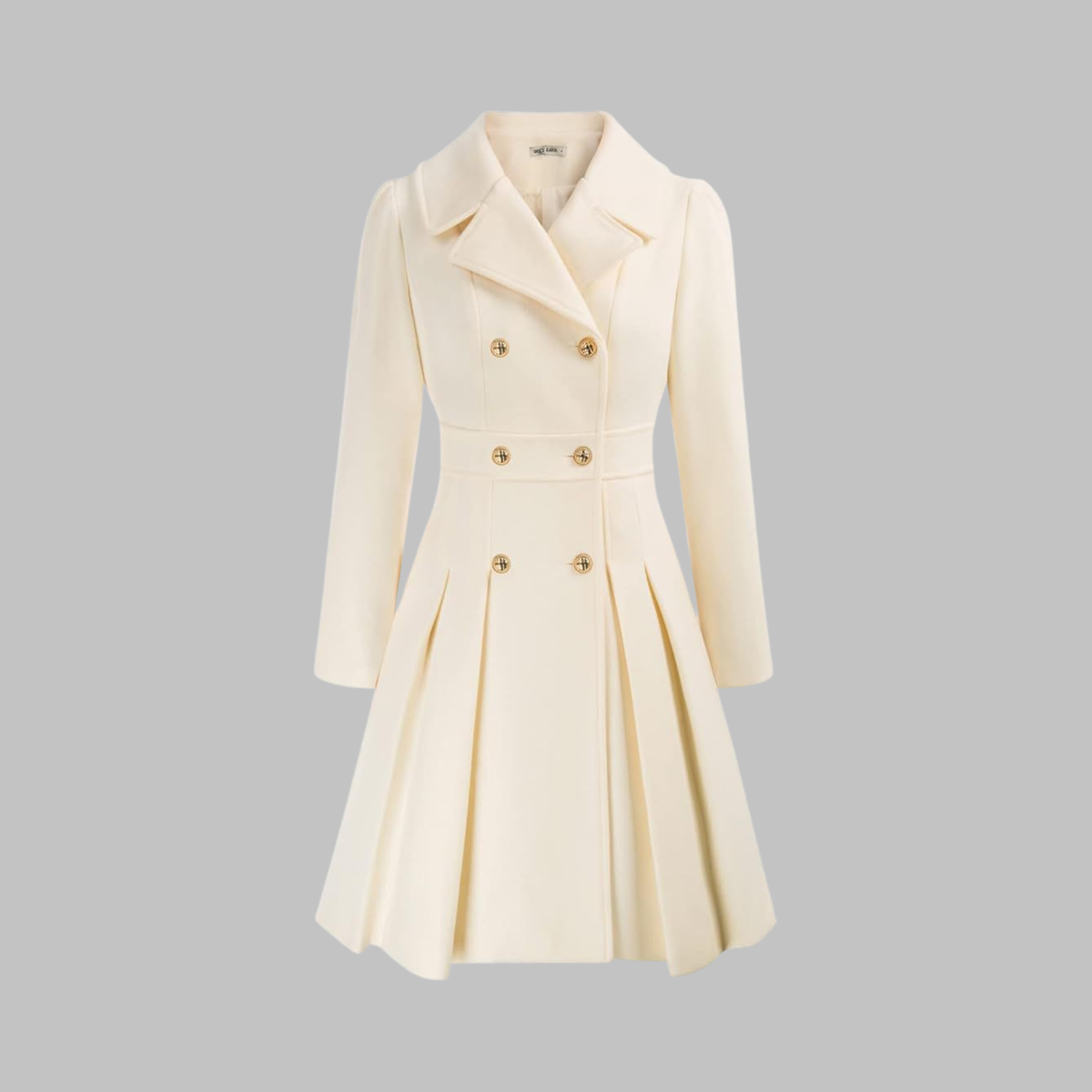 Women's Double-Breasted Longline Coat – Office & Everyday – White
