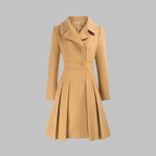 Women's Double-Breasted Longline Coat – Office & Everyday – Khaki