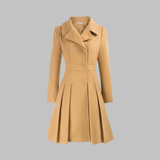 Women's Double-Breasted Longline Coat – Office & Everyday – Khaki