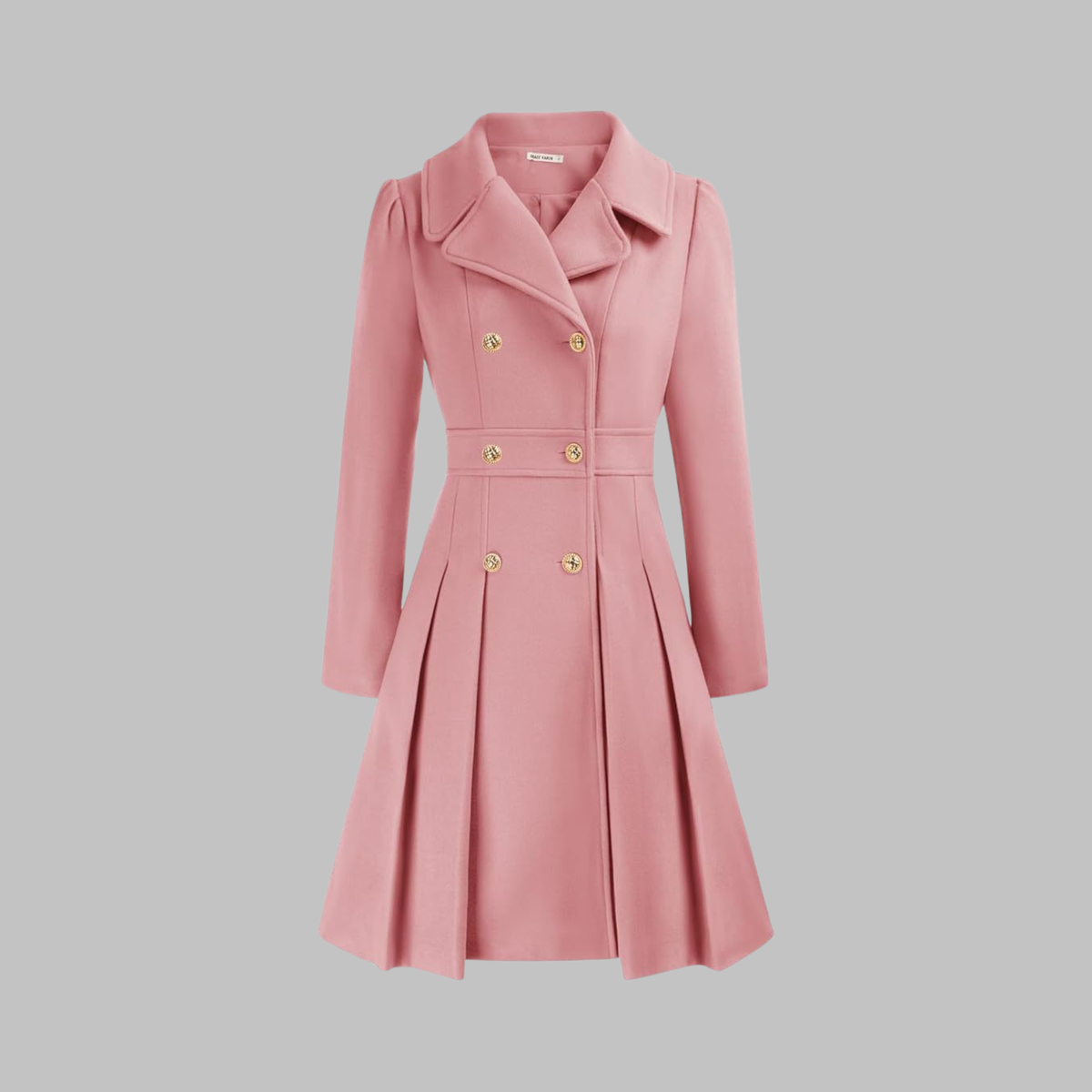 Women's Double-Breasted Longline Coat – Office & Everyday – Pink