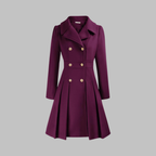 Women's Double-Breasted Longline Coat – Office & Everyday – Purple