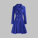 Women's Double-Breasted Longline Coat – Office & Everyday – Royal Blue