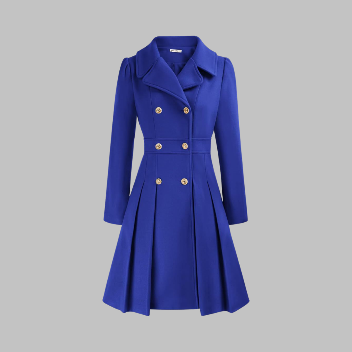 Women's Double-Breasted Longline Coat – Office & Everyday – Royal Blue