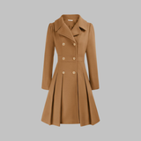 Women's Double-Breasted Longline Coat – Office & Everyday – Camel
