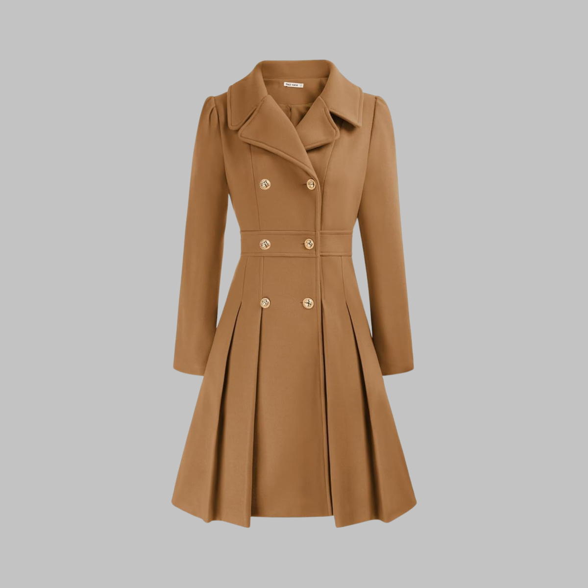 Women's Double-Breasted Longline Coat – Office & Everyday – Camel