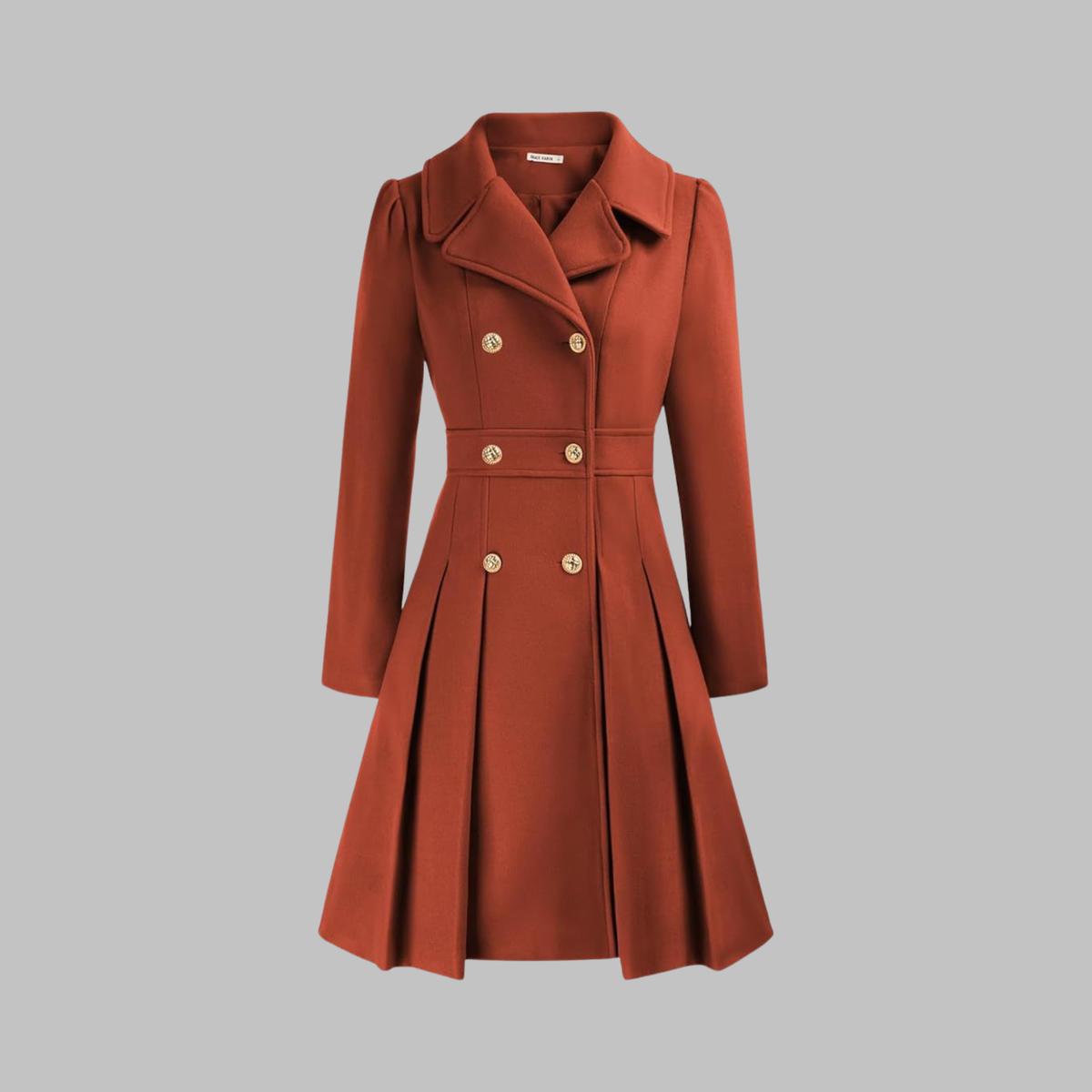 Women's Double-Breasted Longline Coat – Office & Everyday – Orange