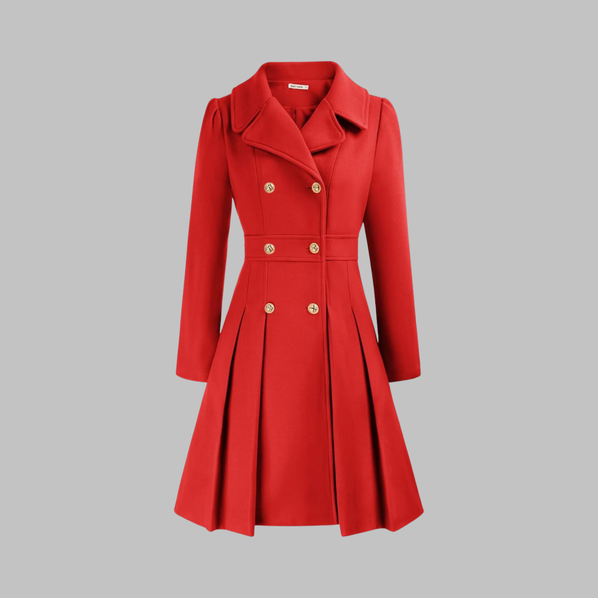 Women's Double-Breasted Longline Coat – Office & Everyday – Red