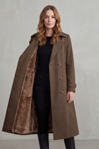 Women's Faux Fur Lined Double-Breasted Winter Coat