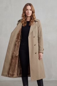 Women's Faux Fur Lined Double-Breasted Winter Coat