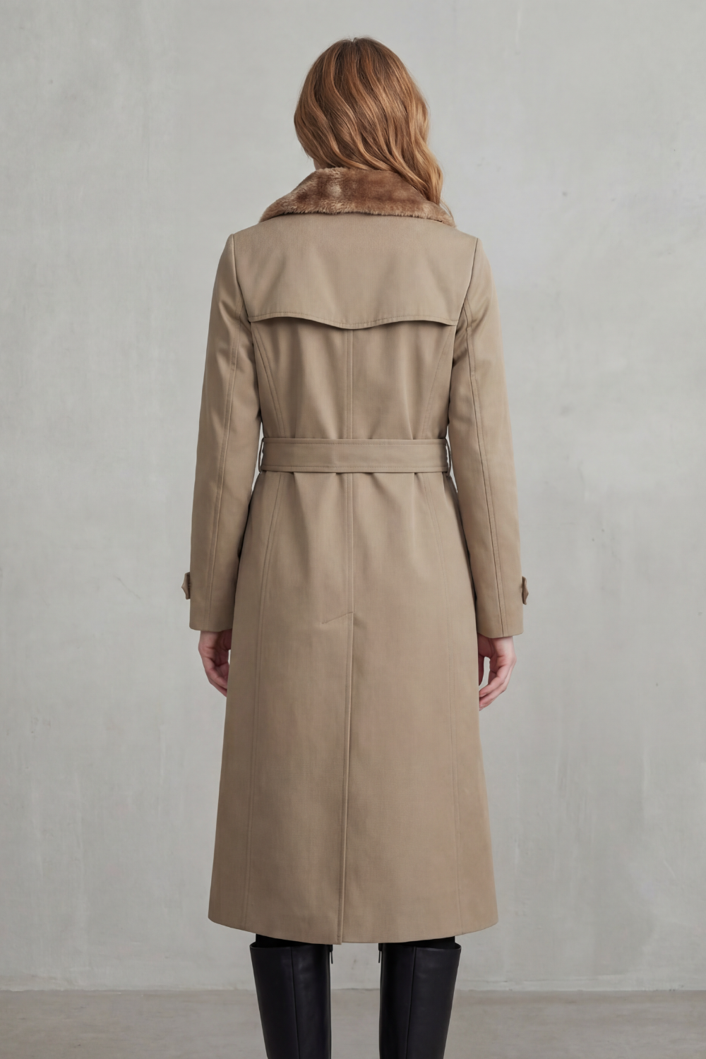 Women's Faux Fur Lined Double-Breasted Winter Coat