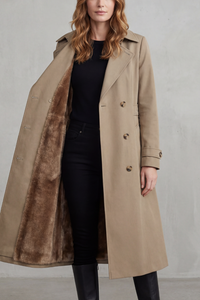 Women's Faux Fur Lined Double-Breasted Winter Coat – Khaki