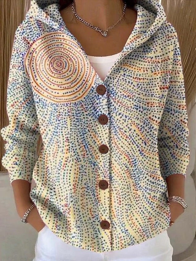 Women's Hooded Button-Front Cardigan – Relaxed Fit – Light Yellow