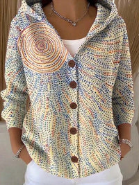 Women's Hooded Button-Front Cardigan – Relaxed Fit – Light Yellow