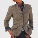 Women's High Collar Long Cardigan – Caramel
